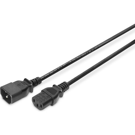 Digitus Strom Kabel [1x Kaltgeräte-Stecker C14 - 1x Kaltgeräte-Buchse C13] 5.00 m Schwarz (1/2)