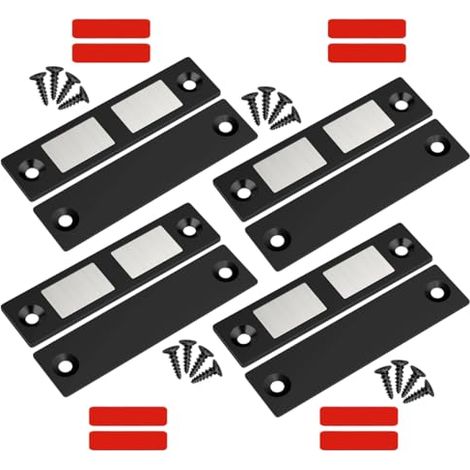Lot de 4 aimants porte magnétiques - Noir Verrouillage d'armoire robuste 30 Lb Double aimant verrouillage pour camping-car, cuisine, armoire, grange (1/5)