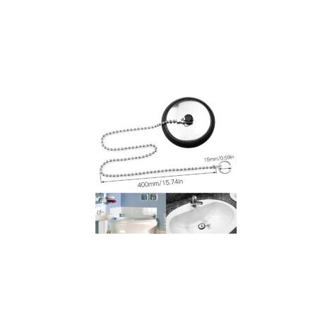 Tappo per lavello in gomma a 3 pezzi con catenella a sfere, 40 mm/43 mm/50 mm, per lavello da cucina e vasca da bagno - Nero - Crezuo