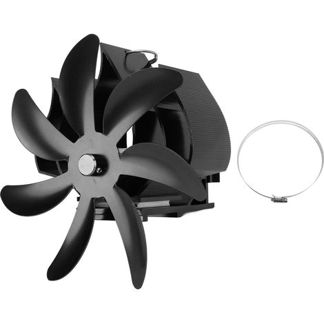 Ventilateur de cheminée à 7 pales aluminium sans bruit – Autoproduit par la chaleur avec fixation murale pour poêle bois maison camping (788g) (1/4)
