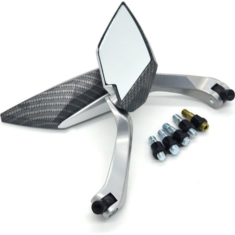 Espejos retrovisores universales para motocicletas y scooters, modificación de espejo de 8 mm a 10 mm (carbono (galvanizado)) (1/5)