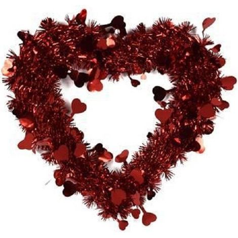 TrAdE Shop Traesio - Ghirlanda A Forma Di Cuore Rosso Con Cuoricini Decorazione San Valentino M18-50 - (1/2)