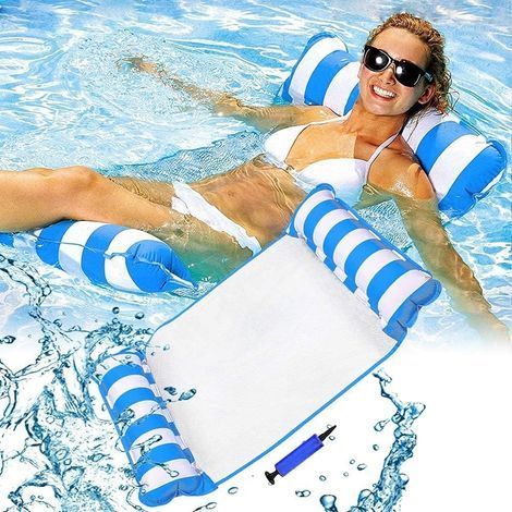 Hamac flottant pour piscine 130 cm, siège 4 en 1, chaise longue, hamac, flotteur gonflable, tapis de plage inclinable, tapis de jacuzzi (1/5)