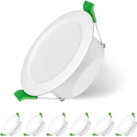 Spot Led Encastrable Salle de Bain, Spots LED 230V, 8W Trou Φ 75-85mm, IP44, Non Dimmable, Spot Led Encastrable Extra Plat, Blanc Neutre 4000K (1/5)