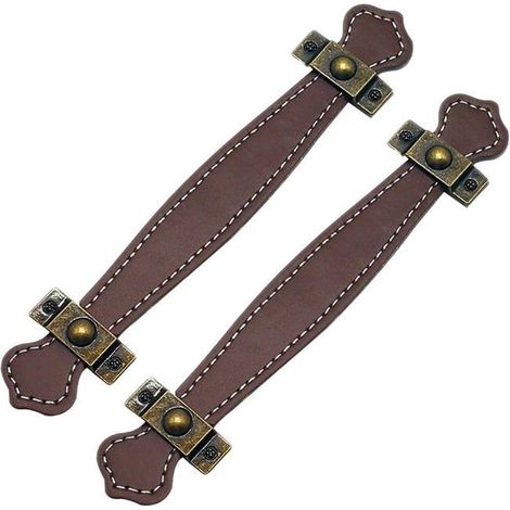 2 tiradores de cuero para cajones, estilo vintage, para maletas o armarios, con tornillos incluidos - Marrón (128 mm) (1/5)