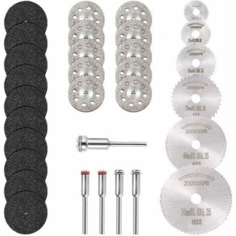 Disque Diamant - Lame Scie Circulaire HSS - Disque Coupe Resine - Pour Outils Rotatifs 3 mm - Lot de 31 Pièces (1/3)