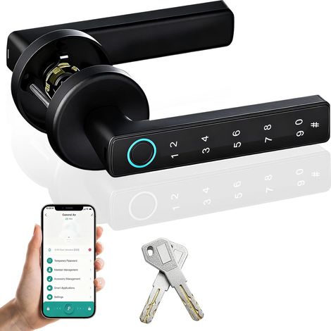 Geeignet für Tuya Smart Türschlösser, intelligente Türschlösser mit Touch-Tastatur und Fingerabdruckzugang, Farbe: Schwarz, passend für Tuya Smart unsichtbare Türschlösser, Türschlösser mit Fingerabdr (1/5)