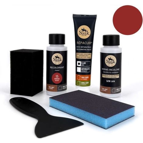 Kit de Renovación de Cuero (15-BORDEUX) - SOFOLK - Para Volante, asiento de Auto, Silla, tapicería, Zapato (1/4)