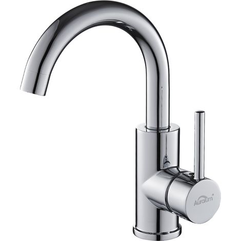 Auralum Wasserhahn 360° Drehbar Bad Armatur Waschbecken Mischbatterie Waschtischarmatur Einhandmischer Badarmatur fürs Badezimmer