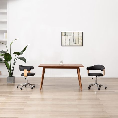 Chaise de bureau pivotante Fauteuil gamer - Chaise d'ordinateur Noir Bois courbé et similicuir BonneVie-66273 (1/5)