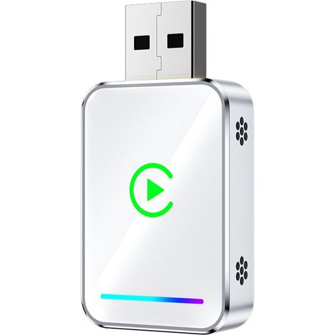 Adaptador inalámbrico CarPlay - Diseño mini mejorado 2025, Plug & Play, conexión rápida y estable, sin retrasos (compatible con iPhone y Android) (1/4)
