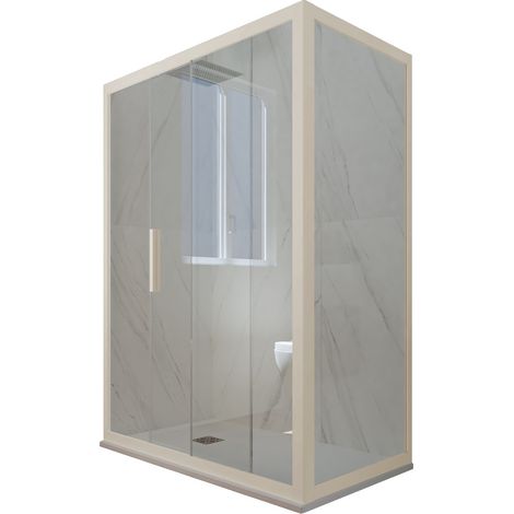 Eck-Duschkabine in PVC 70x110 Klarglas Champagne Deco Duo