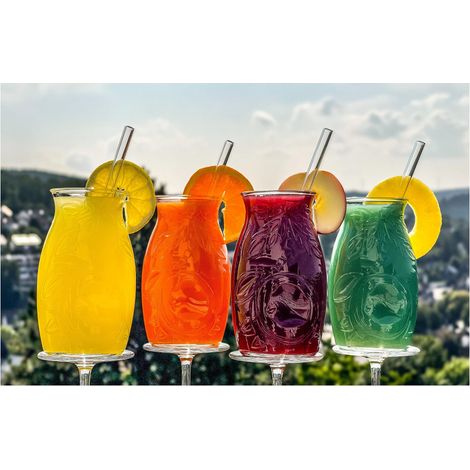Lot de 6 verres à cocktail et paille en verre, 500 ml, XL, pour 6 personnes (1/5)