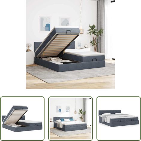 vidaXL Samt - Ottoman-Bett mit Matratzen Dunkelgrau 160x200 cm Samt (1/5)