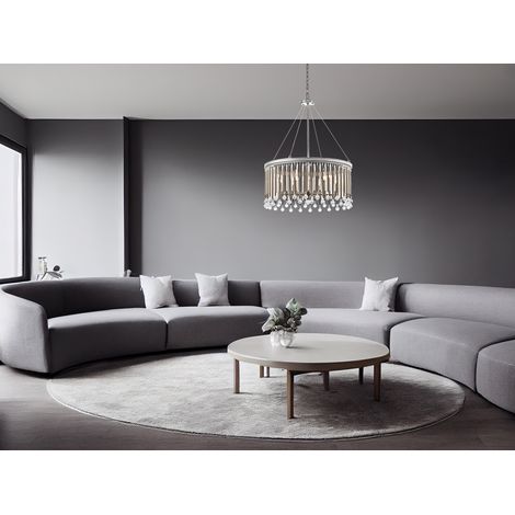 Großer LED Kronleuchter 6-flammig mit filigranem Kristall Glas Chrom, Ø 61,6cm (1/5)