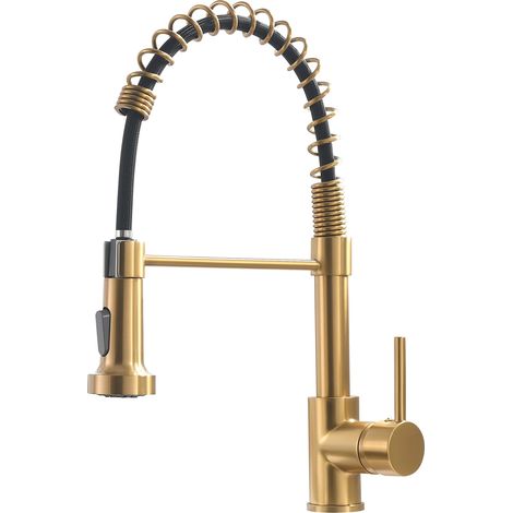 Robinet de Cuisine Évier Doré, Mitigeur avec Douchette Extractible à 1 Jet 2 Fonctions (Normal (1/5)