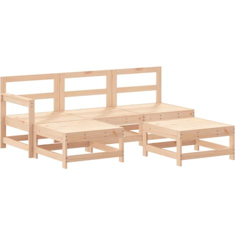 Maison Exclusive - Juego de sofás de jardín 5 piezas madera maciz (1/5)