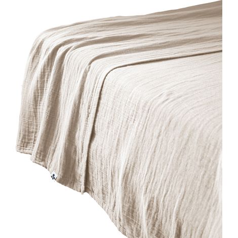 Drap plat 240x300 cm Gaze de coton unie GAIA coloris Beige Pampa