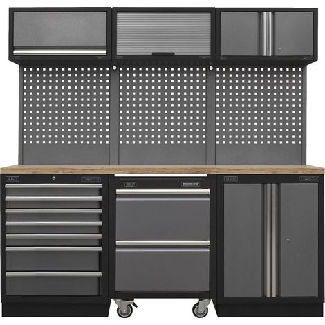 Sealey APMSSTACK12W Superline PRO® Storage System with Pressed Wood Worktop 2.04m
