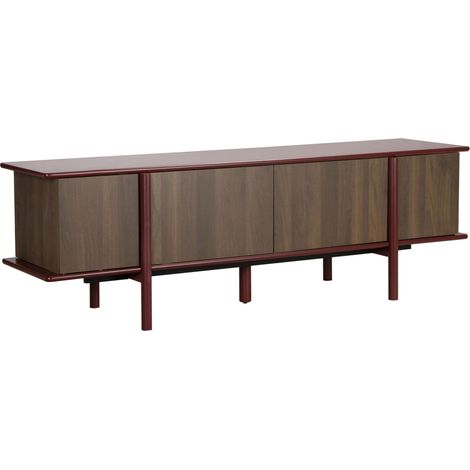 Meuble TV effet bois 4 portes 180 cm bordeaux