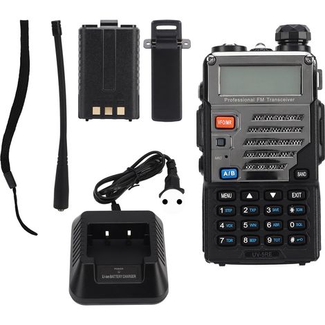 Radio bidirectionnelle double bande 5W UHF 400-520MHz VHF 136-174MHz longue portée sans fil, talkie-walkie avec adaptateur AC 100-240V prise UE (1/5)