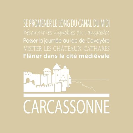 Tableau sur toile Carcassonne beige 30x30 cm - Impression sur Toile Murale Décorative - Image imprimée en HD sur Toile - Toile sur Châssis en Bois FSC - Fabriqué en France