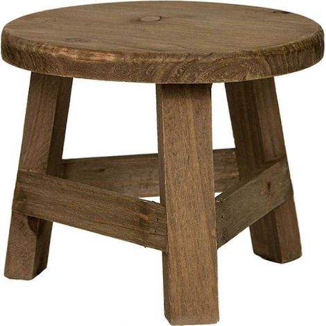 Tabouret rond miniature en bois naturel, porte-pot de fleurs, tabouret de jardin rétro, siège enfant haut, tabouret en bois massif - Petit tabouret décoratif pour fleurs - Sol (1/5)