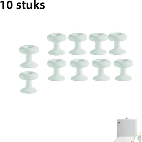 Lot de 10 boutons de chasse d'eau en forme de donut - Bouton d'aide à la chasse d'eau - Accessoire de chasse d'eau avec protection pour les ongles - Bleu clair (1/5)