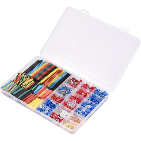 Kit 678 pièces cosses et gaines thermorétractables pour auto 350 cosses connecteurs + 328 gaines sans halogène Avec support portable Pour câblage voiture, moto et bateau (1/5)