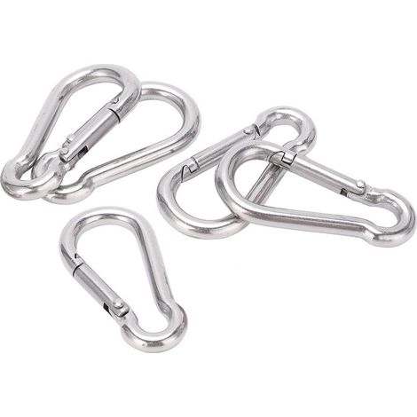 Lot de 5 mousquetons de 40 mm en acier inoxydable robuste avec ressort pour hamac et laisse de chien (1/5)