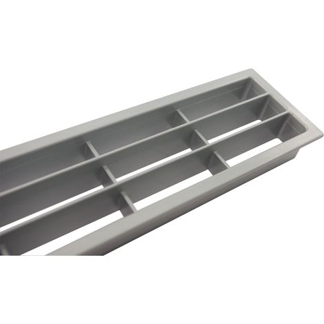 Lüftungsgitter Abluftgitter Möbelbeschlag 458 x 65 mm Kunststoff silber
