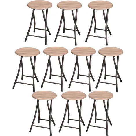 Lot de 10 tabourets d'appoint pliables design industriel DOCK (1/4)