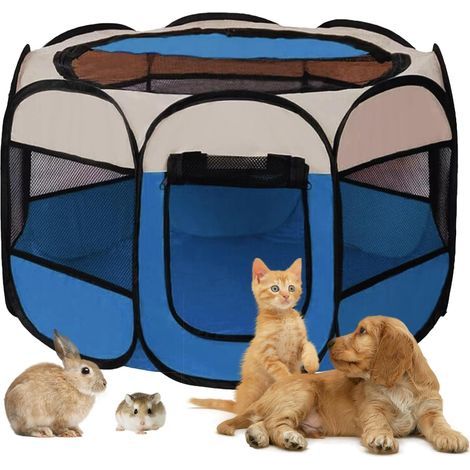 Foldable Playpen, Pop-Up Design, Breathable Mesh, For Dogs, Cats, Rabbits, Indoor/Outdoor (1/5)