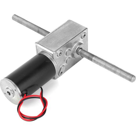 Moteur à engrenages à vis sans fin à double arbre métallique 24 V, filetage M8 à droite (670) (1/5)