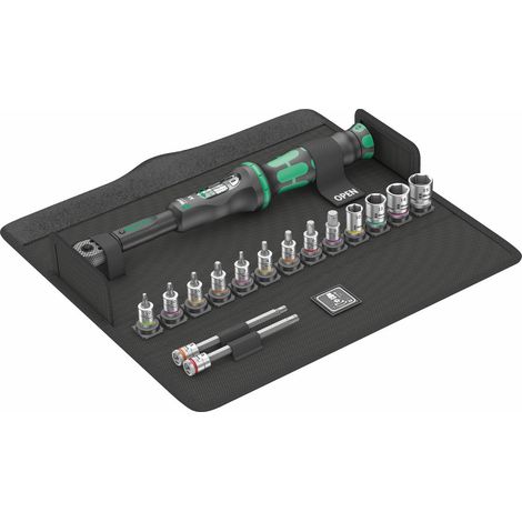 Wera – Coffret de clés dynamométriques 16 pièces 2,5 - 25 Nm 1/4 – Précision ± 4% – Boîte textile compacte – Pour entretien véhicules