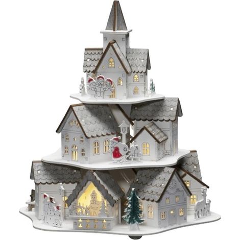 Konstsmide 3256-210 Figurine en bois maison blanc chaud LED blanc chaud minuteur, avec interrupteur (1/3)