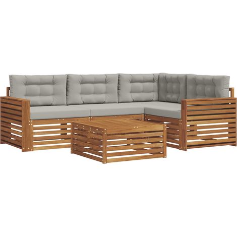 Conjunto de sofás de exterior 5 uds. Gris Natural y Claro vidaXL (1/5)