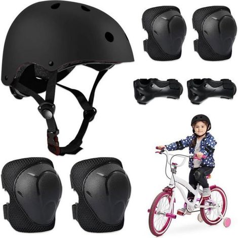 CASQUE DE VELO Enfant, 5 in 1 Casque Vélo Enfant Set de Protection,Protège-Poignet Genouillère pour Trottinette 3 à 11 Ans,Noir (1/5)