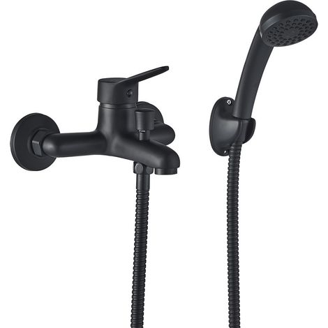 Schwarze MAT Kuchinox Fene Badewannenarmatur mit wandmontiertem Duschset, Messing (1/5)