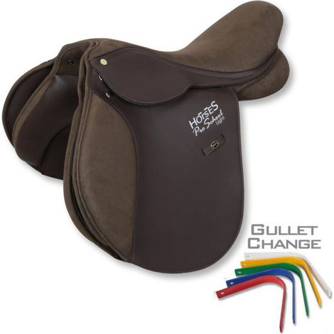 16.5"= 42 cm, Marron: Selle d'obstacle PRO SCHOOL LIGHT en similicuir avec système de bandeau à œillets interchangeables