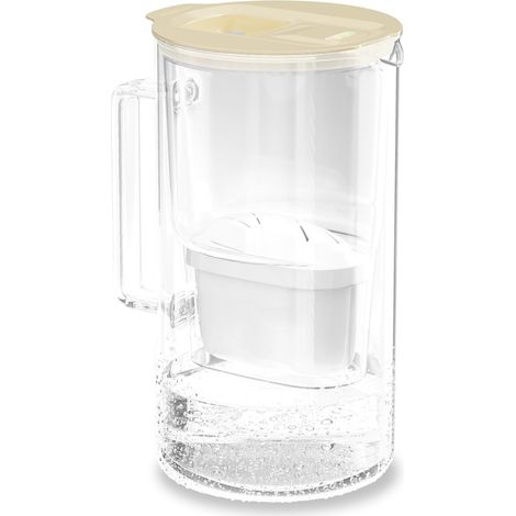 carafe filtrante en verre 2L avec compteur LED, 2 cartouche - Beige (1/5)