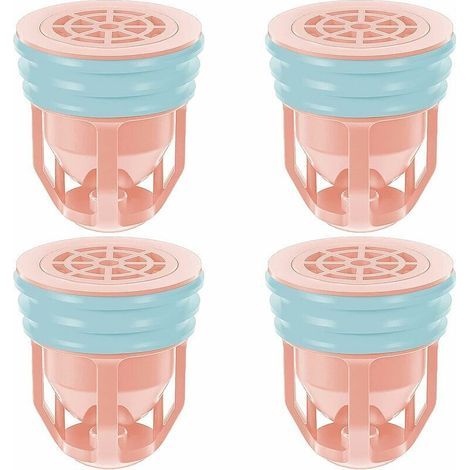 Noyau de Siphon de Sol, Grille Douche Anti Cheveux Siphon,Siphon de Sol PVC, Drain de Plancher avec Passoire Filtre,pour Salle De Bain Jardin,4 PCS,Rose, Ensoleillé (1/5)
