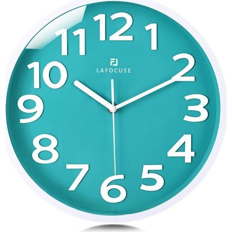 30 cm Large 3D Numbers Turquoise Green Wall Clock Silent Modern Wall Clocks without Ticking Easy to Read Decorative for Kitchen, Living Room, Bedroom, Office (1/5)