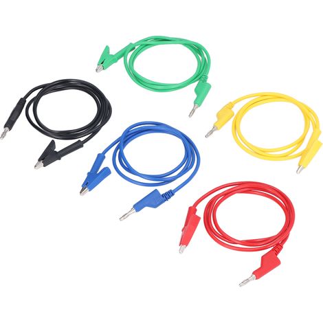 Packung mit 5 Multimeter-Messleitungen, Bananenstecker auf Krokodilklemme, elektrisches Messkabel JT70054-1 (1/5)