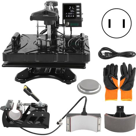 Presse à chaud 5-en-1 multifonction P8100 850W-1000W (110V, prise US) pour T-shirts, casquettes, tasses, assiettes et plaques - Fer à repasser transfert thermique professionnel (1/5)