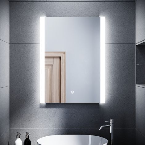 SONNI Badspiegel LED Badezimmerspiegel Beleuchtung Wandspiegel kaltweiß licht Touch Beschlagfrei 80x60 cm Energiesparender,IP44 (1/5)
