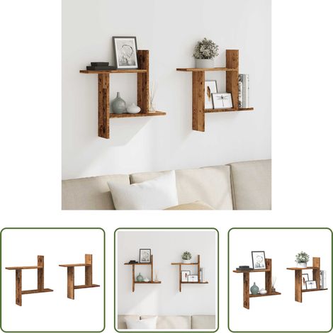 Holzwerkstoff - Wandregale 2 Stk. Altholz-Optik 50x12x50 cm Holzwerkstoff (1/5)