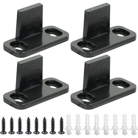 Lntyq Lot de 4 guides de guidage au sol pour porte coulissante - En plastique réglable - Pour porte coulissante en verre, porte d'armoire, porte de grange, porte en bois - Noir (1/5)