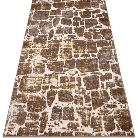Tappeto MEFE moderno  6184 Pavimentazione mattone - Structural due livelli di pile beige scuro beige 140x190 cm