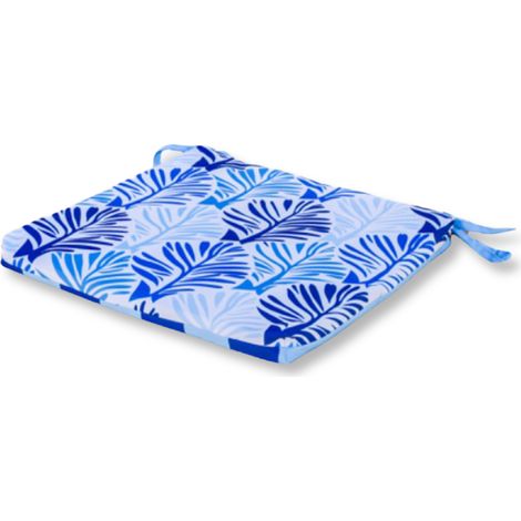 Lot de 4 Galettes de Chaise motif feuillage Bleu 35x35 cm (1/5)